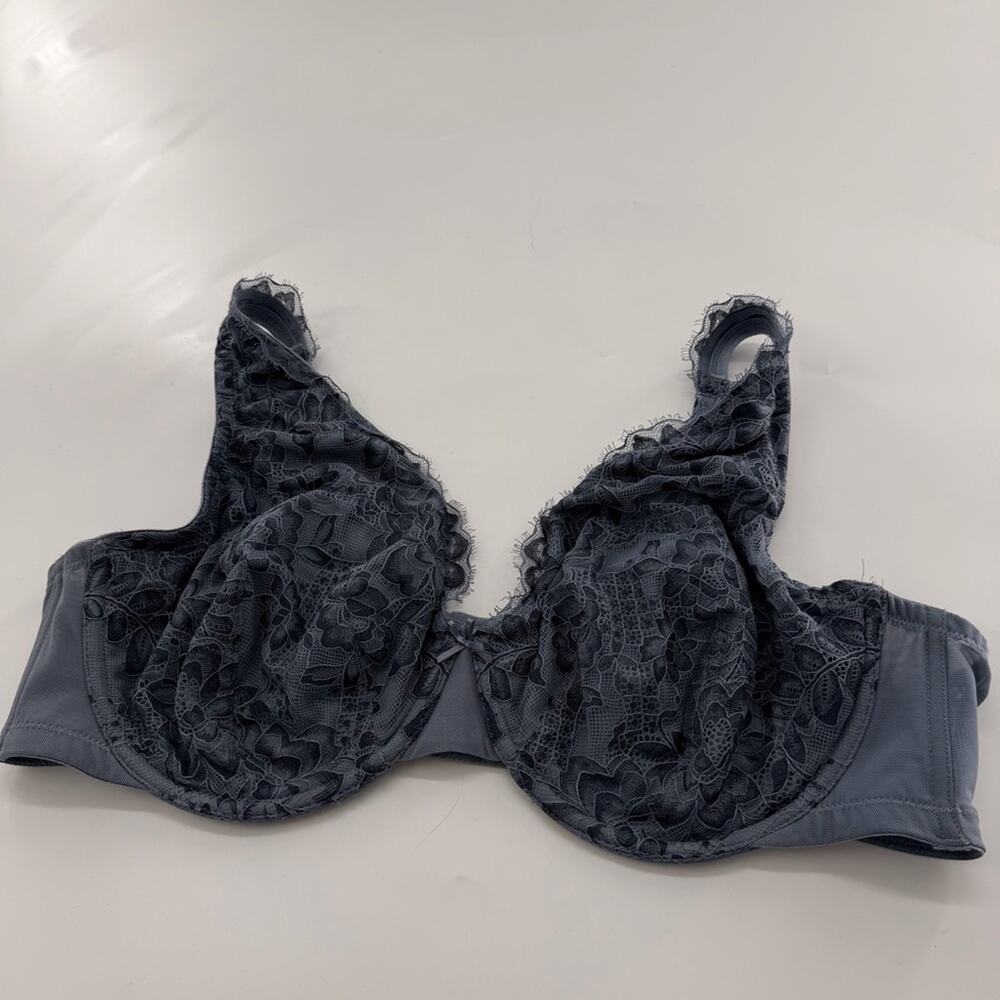 Cacique Unlined Full Coverage Bra Blue Lace Women’s Plus Size 44D